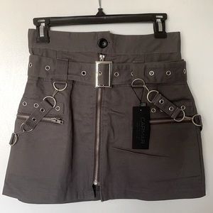 LF the Brand Carmar NWT Grommet Suspenders Skirt Grey 8